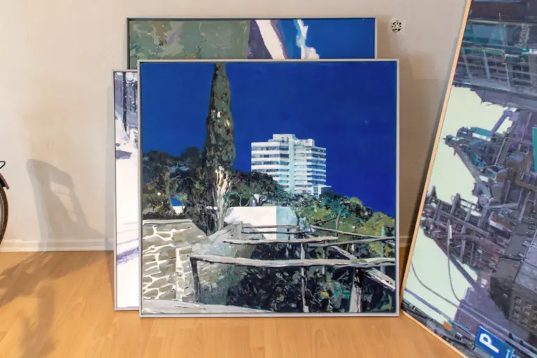 Bildern im Atelier von Michael Sichelschmidt in Düsseldorf